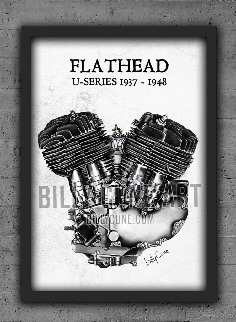 1937–1948 Flathead U-Series — Harley-Davidson Engine Print