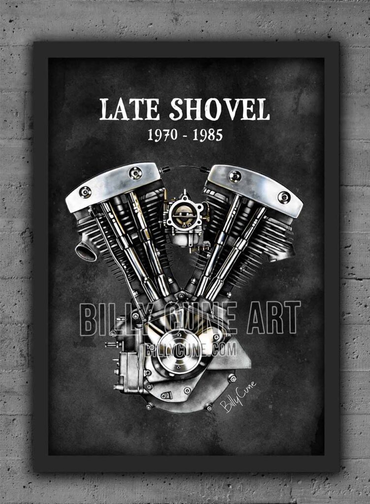 HD Late Shovelhead graphic print Billy Cune Art
