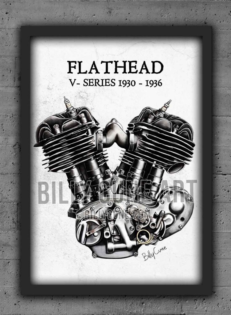1930–1936 Flathead V-Series — Harley-Davidson Engine Print