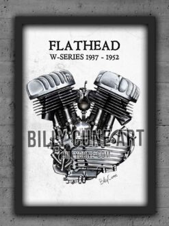 1937–1952 Flathead W-Series — Harley-Davidson Engine Print