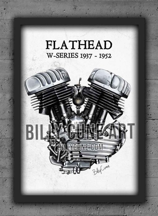 1937–1952 Flathead W-Series — Harley-Davidson Engine Print