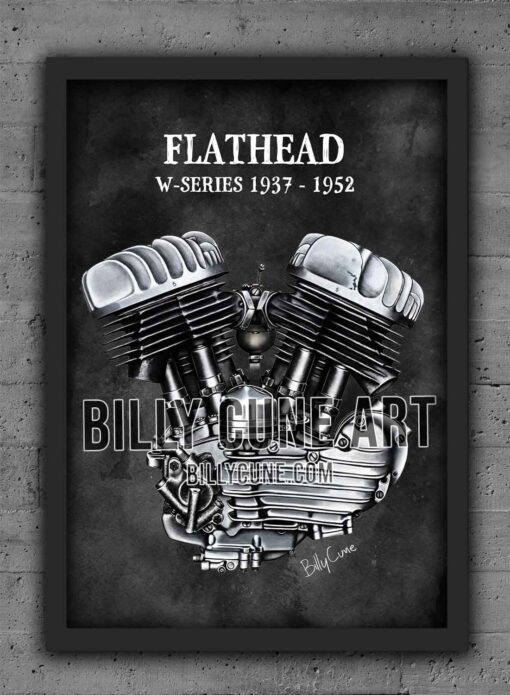1937–1952 Flathead W-Series — Harley-Davidson Engine Print - Image 2