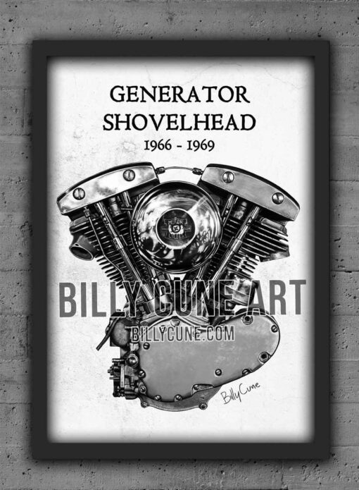 1966–1969 Generator Shovelhead — Harley-Davidson Engine Print