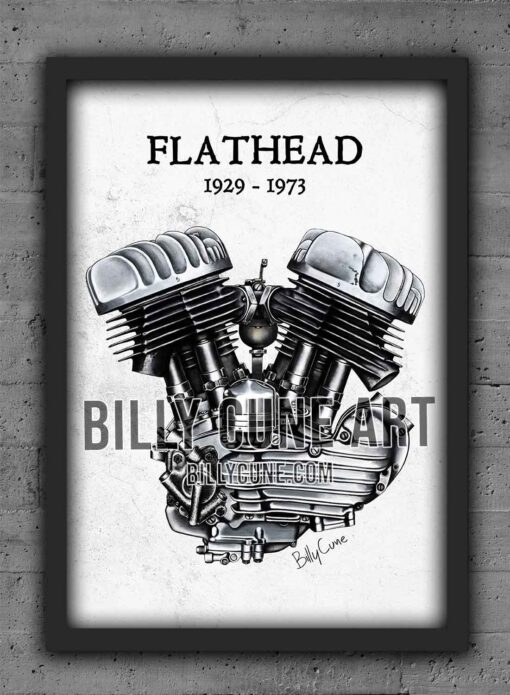 1929–1973 Flathead Family — Harley-Davidson Engine Print