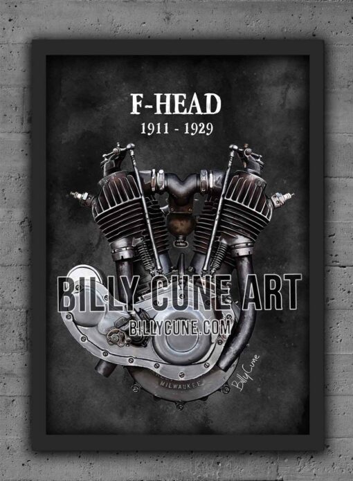 1928 JH F-Head — Harley-Davidson Engine Print - Image 2