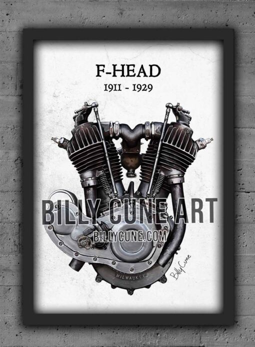 1928 JH F-Head — Harley-Davidson Engine Print