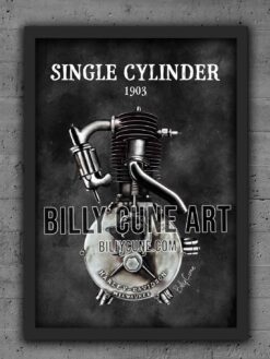 Alternative view of 1903 Single Cylinder (Model 0) — Harley-Davidson Engine Print