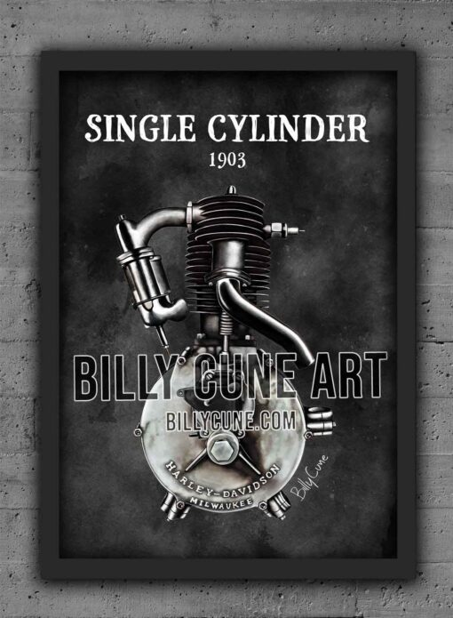 1903 Single Cylinder (Model 0) — Harley-Davidson Engine Print - Image 2
