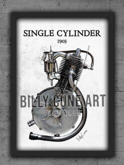 1903 Single Cylinder (Model 1) — Harley-Davidson Engine Print - billy cune