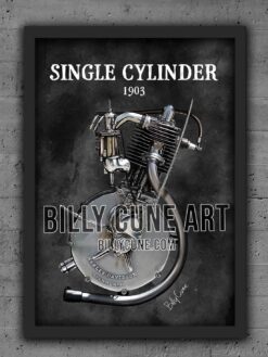 Alternative view of 1903 Single Cylinder (Model 1) — Harley-Davidson Engine Print