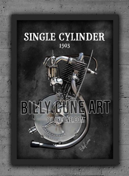 1903 Single Cylinder (Model 1) — Harley-Davidson Engine Print - Image 2