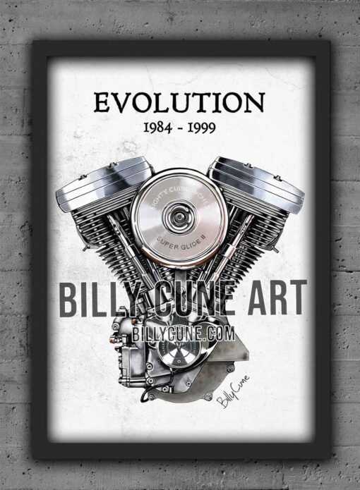1984–1999 Evolution (Early Model, with Air Cleaner) — Harley-Davidson Engine Print