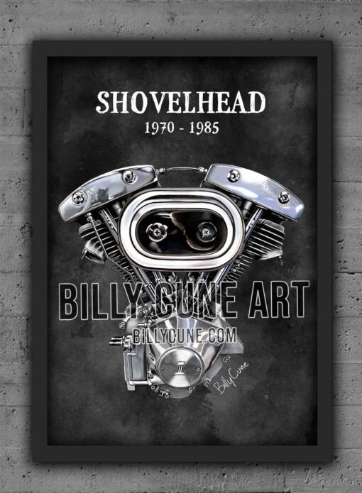cone shovelhead harley-davidson engine poster
