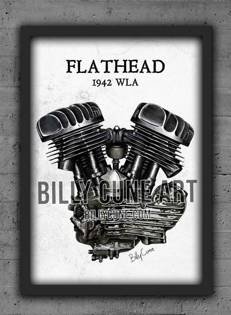 1942 WLA Flathead — Harley-Davidson Engine Print