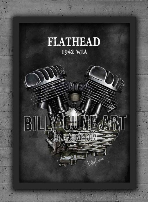 1942 WLA Flathead — Harley-Davidson Engine Print