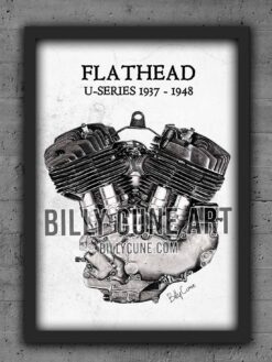 1937–1948 Flathead U-Series — Harley-Davidson Engine Print