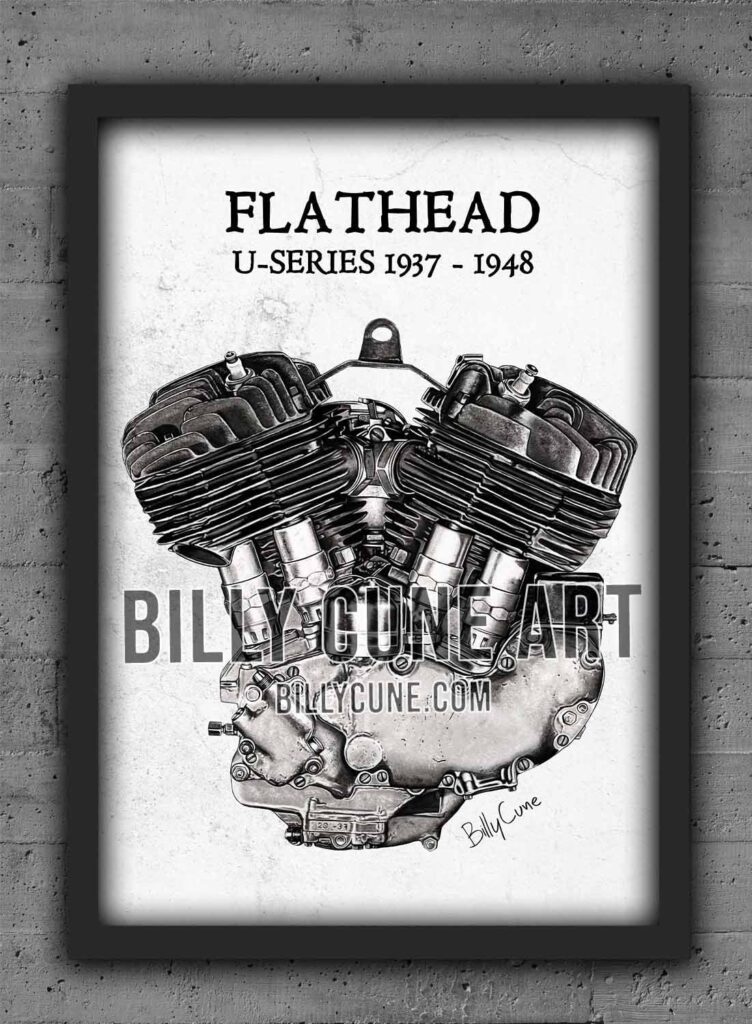 1937–1948 Flathead U-Series — Harley-Davidson Engine Print