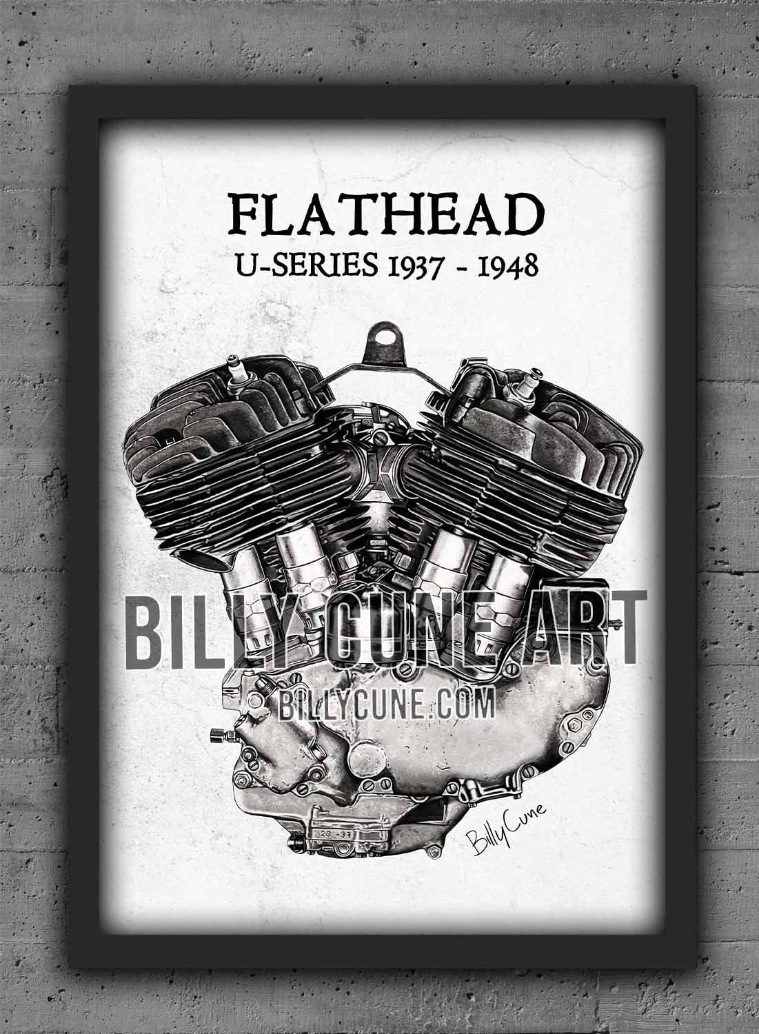 1937–1948 Flathead U-Series — Harley-Davidson Engine Print