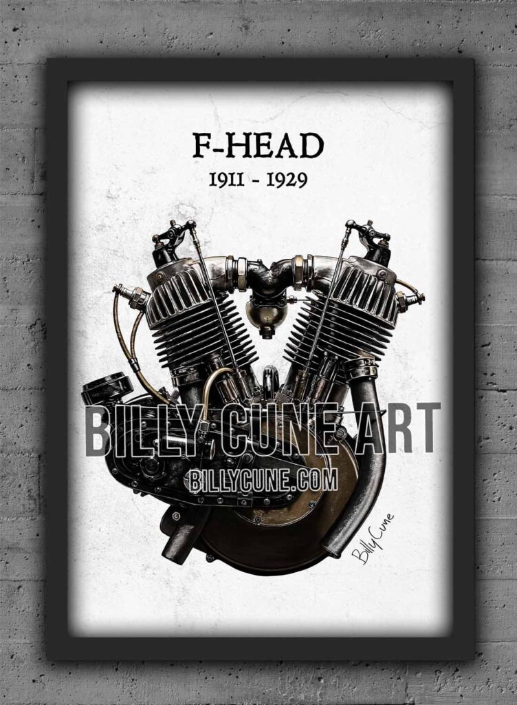 1928 F-Head  — Harley-Davidson Engine Print (NEW DESIGN)
