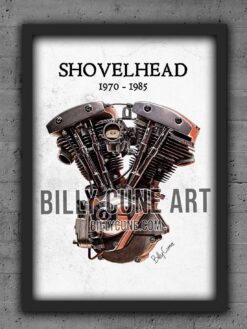 1970–1985 Blood Red Shovelhead — Harley-Davidson Engine Print