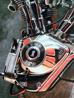 Alternative view of 1970–1985 Blood Red Shovelhead — Harley-Davidson Engine Print