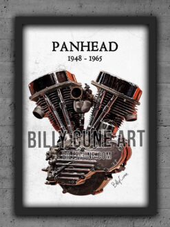 1948–1965 Blood Red Panhead — Harley-Davidson Engine Print